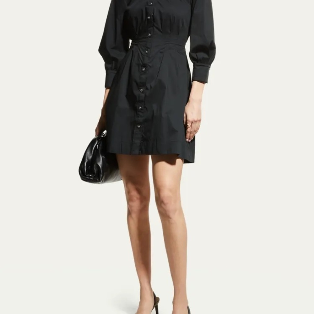 VERONICA BEARD
Polina Button-Front Pleated Shirt Dress size 14 black - Picture 9 of 10